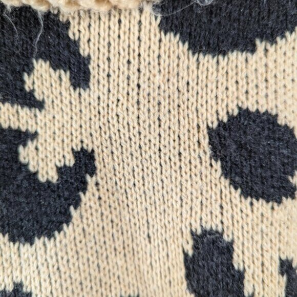 Cowl Neck Leopard Print button down heavy sweater Cheetah print size small - Picture 6 of 9